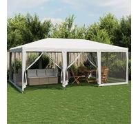 vidaXL Carpa para eventos 600x400x280 cm, 10 paredes de malla HDPE, resistente al agua y UV - Blanco