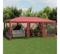 vidaXL Carpa para fiestas con 10 paredes de malla HDPE rojo 6x4 m