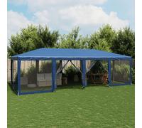 vidaXL Carpa para fiestas de malla 12 paredes 8x4 m HDPE azul
