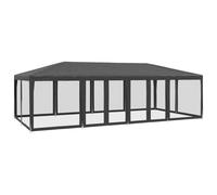 vidaXL Carpa para Fiestas Con 12 Paredes de Malla HDPE Gris Antracita 8x4m, Tienda de Jardín, Cenador de Camping, Toldo