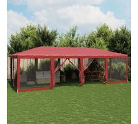 Carpa Para Fiestas Con 12 Paredes De Malla Hdpe Rojo 8x4 M Vidaxl