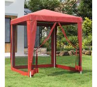 vidaXL Carpa para Fiestas con 4 Paredes de Malla HDPE Rojo 2x2 m