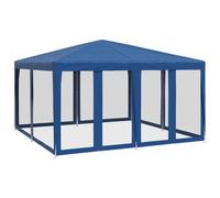 vidaXL Carpa para Fiestas con 8 Paredes de Malla HDPE Azul 4x4 m