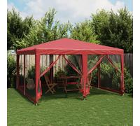 vidaXL Carpa para fiestas con 8 paredes de malla HDPE rojo 4x4 m