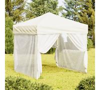 vidaXL Carpa para fiestas plegable con paredes laterales crema 2x2 m