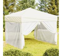 vidaXL Carpa para fiestas plegable con paredes laterales crema 3x3 m
