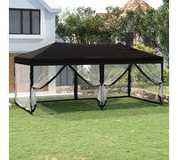 vidaXL Carpa para fiestas plegable con paredes laterales negra 3x6 m