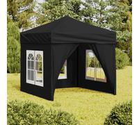 vidaXL Carpa para fiestas plegable con paredes laterales negro 2x2 m