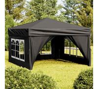 vidaXL Carpa para fiestas plegable con paredes laterales negro 3x3 m