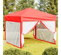 vidaXL Carpa para fiestas plegable con paredes laterales rojo 3x3 m