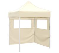 vidaXL Carpa plegable profesional con 2 paredes acero color crema 2x2m