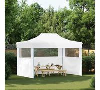 vidaXL Carpa plegable profesional con 3 paredes acero blanco 280x410x315 cm