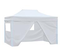 vidaXL Carpa plegable profesional con 4 paredes acero blanco 280x410x315 cm