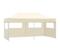 vidaXL Carpa plegable profesional con 4 paredes acero 3x6 m color crema