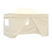 vidaXL Carpa Plegable Profesional con 4 Paredes Tienda Campamento de Fiesta Eventos al Aire Pabellón Gazebo Pabellón de Jardín Acero 3x4m Crema