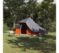 vidaXL Carpa Tipi 10 persona Gris y naranja tafetán