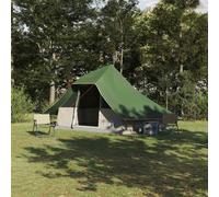 vidaXL Carpa Tipi con techo verde tafetán 364 x 281 x 257 cm, Carpa familiar