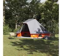 vidaXL Carpa Tipi 6 persona Gris y naranja tafetán