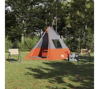 vidaXL Carpa Tipi 6 persona Impermeable Gris y naranja tafetán