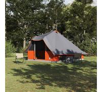 vidaXL Carpa Tipi 8 persona Gris y naranja tafetán