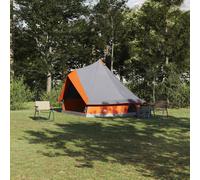 vidaXL Carpa Tipi 8 persona Gris y naranja tafetán