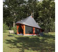 vidaXL Carpa Tipi con techo Gris y naranja 404 x 370 x 270 cm tafetán