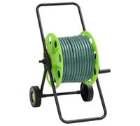 vidaXL Carrete de Manguera con Set de racores PVC Verde 0,5" 30 m, Carro portamanguera de jardín, Carro portamanguera con Ruedas, Carrete de Manguera