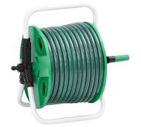 vidaXL Carrete de manguera de pie con set racores PVC verde 0,5" 30 m