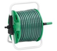 vidaXL Carrete de rollo para manguera de pie PVC verde 20 m