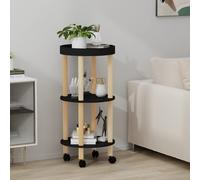 vidaXL Carrito 3 estantes madera contrachapada pino negro 38x38x82 cm