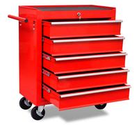 vidaXL Carrito caja de herramientas 5 cajones rojo