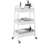 vidaXL Carrito de almacenaje 3 niveles acero blanco 42x41,5x77 cm