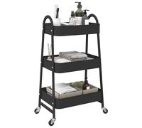 vidaXL Carrito de almacenaje 3 niveles acero negro 42x41,5x77 cm