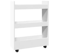 vidaXL Carrito de almacenaje estrecho de 3 niveles, madera de ingeniería blanca