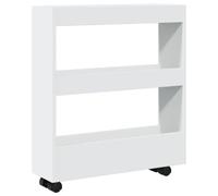 vidaXL Carrito de almacenaje estrecho 3 niveles – madera de ingeniería blanca