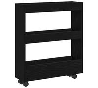 vidaXL Carrito Organizador de baño, Estrecho, con Ruedas y de Madera Negra Cocina, Ayuda a organizar y almacenar Tus Cosas en casa.