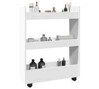 vidaXL Carrito de almacenaje estrecho de 3 niveles de madera de ingeniería blanca
