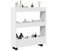 vidaXL Carrito de almacenaje estrecho de 3 niveles de madera de ingeniería blanca