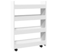 vidaXL Carrito de almacenaje estrecho de 4 niveles madera de ingeniería blanca