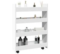 vidaXL Carrito de almacenaje Estrecho de 4 Niveles de Madera de ingeniería Blanca