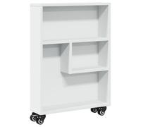 vidaXL Carrito de almacenaje estrecho madera blanca 48x13x68 cm con ruedas