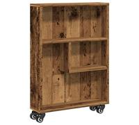 vidaXL Carrito de almacenaje Lombarda 3 compartimentos madera envejecida 48x13x68 cm con ruedas