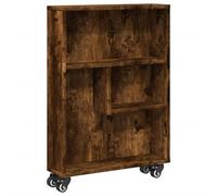 vidaXL Carrito de almacenaje estrecho Madera Roble ahumado 48x13x68 cm con ruedas