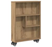 vidaXL Carrito de almacenaje Estrecho Madera Roble Artisian 48x13x68 cm con ruedas
