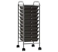 vidaXL Carrito de almacenaje portátil 10 cajones con ruedas - plástico negro