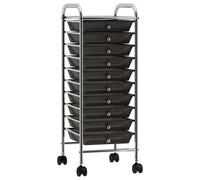vidaXL Carrito de almacenaje portátil 10 cajones plástico negro