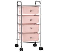 vidaXL Carrito de Almacenaje Portátil 4 Cajones para Salón de Belleza Auxiliar Multiusos con Ruedas Baño Cocina Oficina Peluquería Plástico Rosa