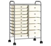 vidaXL Carrito de almacenaje portátil XXL 15 cajones plástico blanco