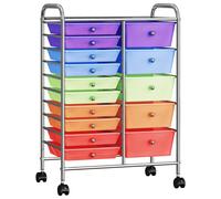 vidaXL Carrito de almacenaje portátil XXL 15 cajones plástico multicolor
