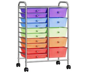 vidaXL Carrito de almacenaje portátil XXL 15 cajones plástico multicolor